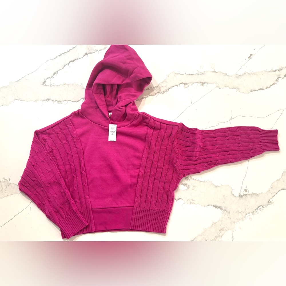 NWT-GAP Girls Size L (10) Pink, Cable Knit Hooded Sweater